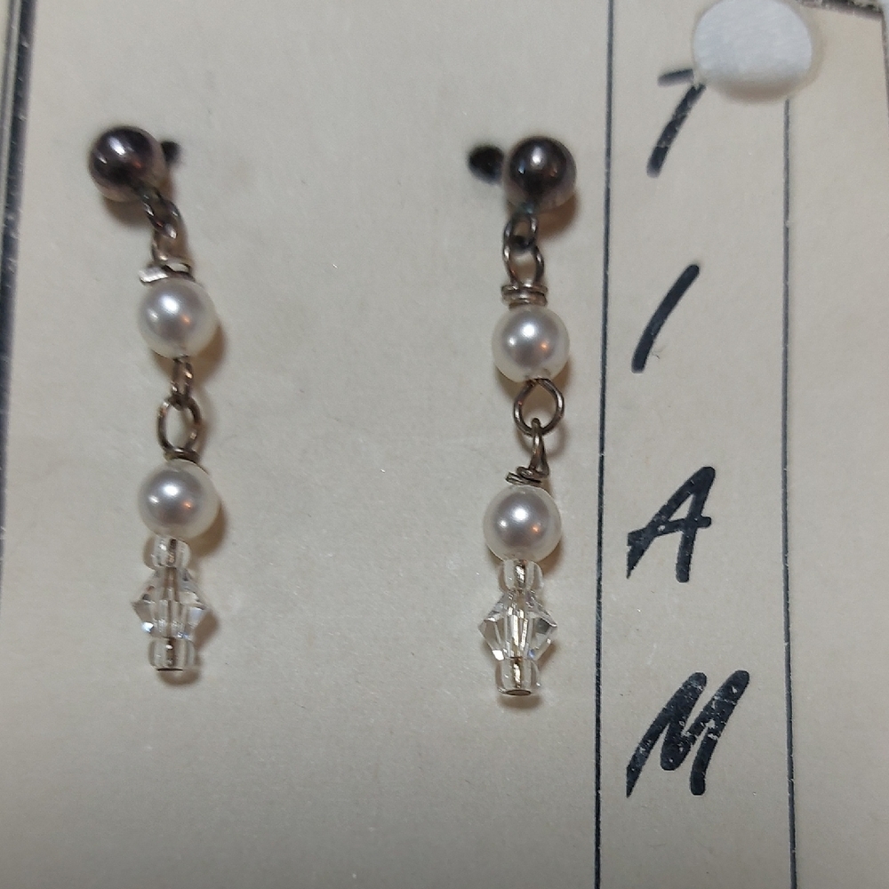 TIAMO Pearl and Swarovski Crystal Drop Earrings